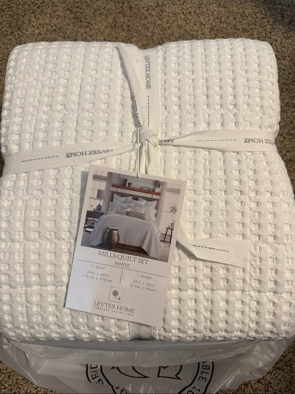 Levtex White Waffle-Texture Quilt Set